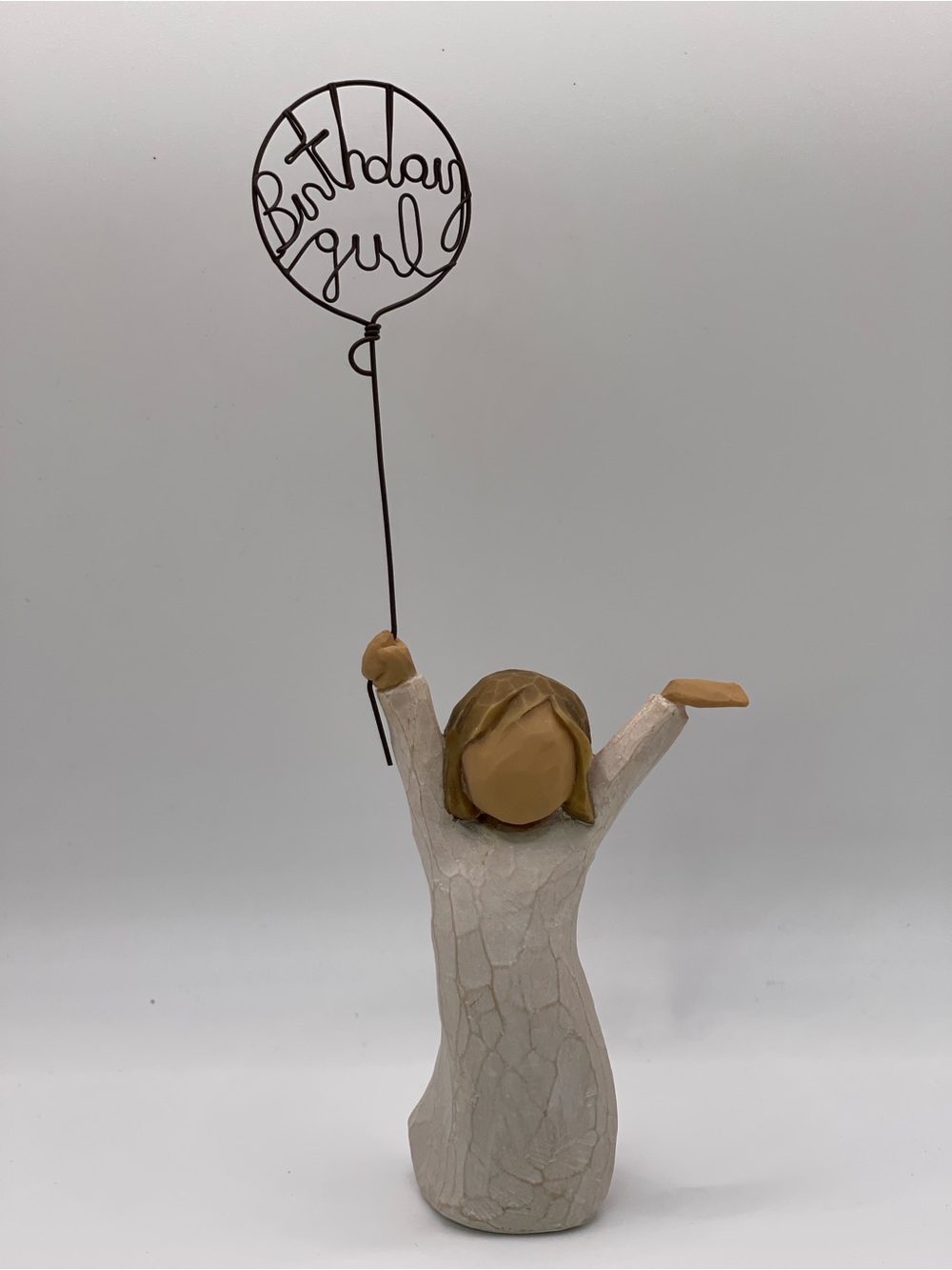 Willow Tree Birthday Girl Holding a Birthday Balloon in Wire